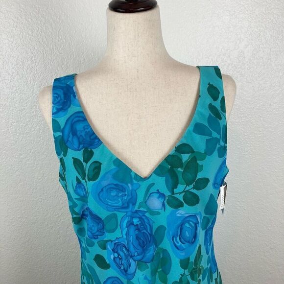 Y2K Vintage Rabbit Granny floral asymmetrical V-neck chiffon dress women’s 16* - Picture 5 of 11